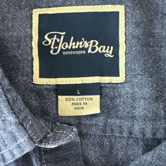 St. John's Bay Chambray Short Sleeve Men's Button-up Shirt Outfitters Sz Lrg EUC - Picture 4 of 7